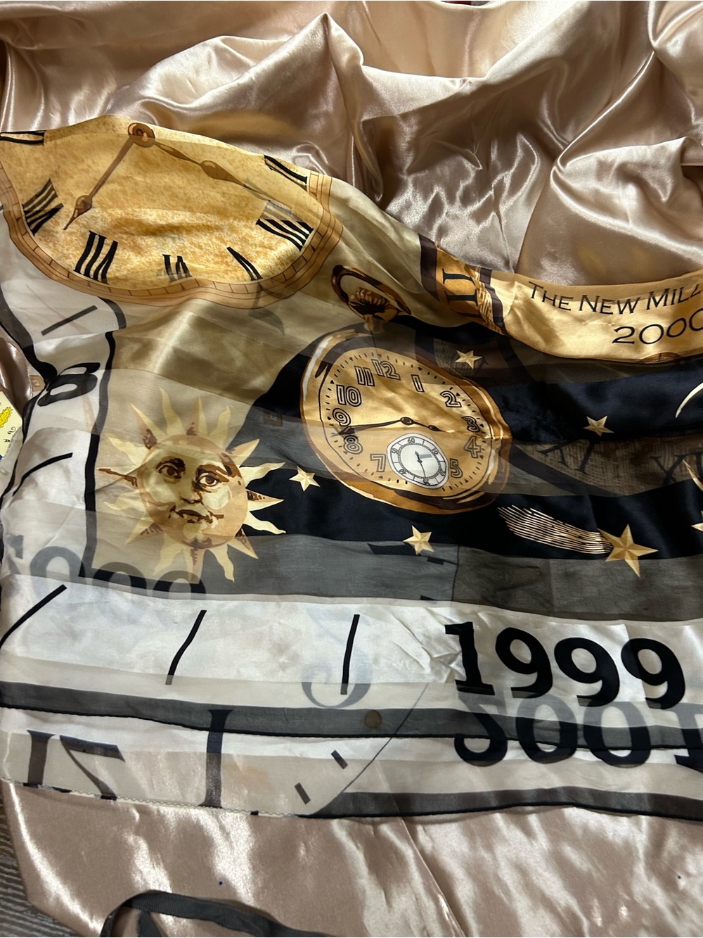 Vintage Echo Y2K New Millennium 2000 Silk Celestial Scarf 35in